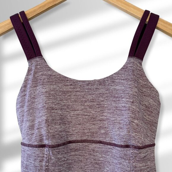 💜 Lululemon Active Tank Top | Heathered Purple | Double Straps | Size 6 - Picture 2 of 4